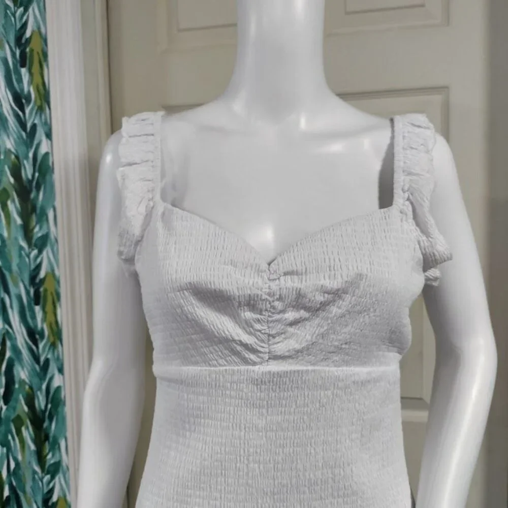 NWT Guess Gauzy Twee Y2k Cottagecore Smocked Mini Dress White Womens Size Medium - Picture 5 of 11